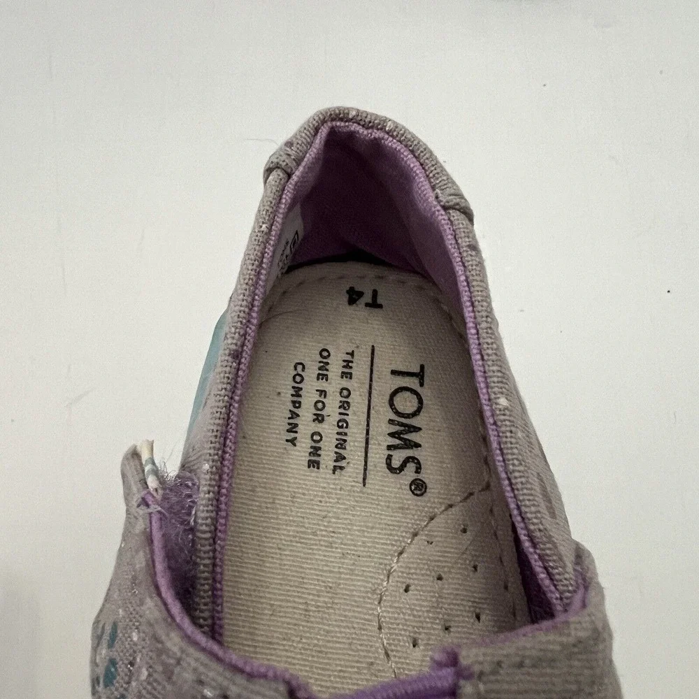 Toms Tiny Alpargata Slip-on Classics Gray Metallic Dot Canvas Toddler Kid T4